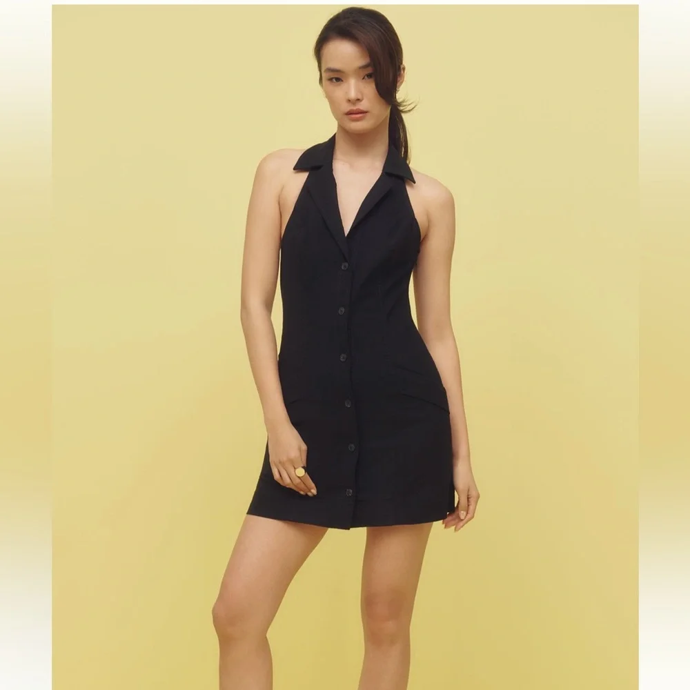 Maeve Anthropologie Black Button-Down Drop-Waist Mini Dress - Picture 1 of 3